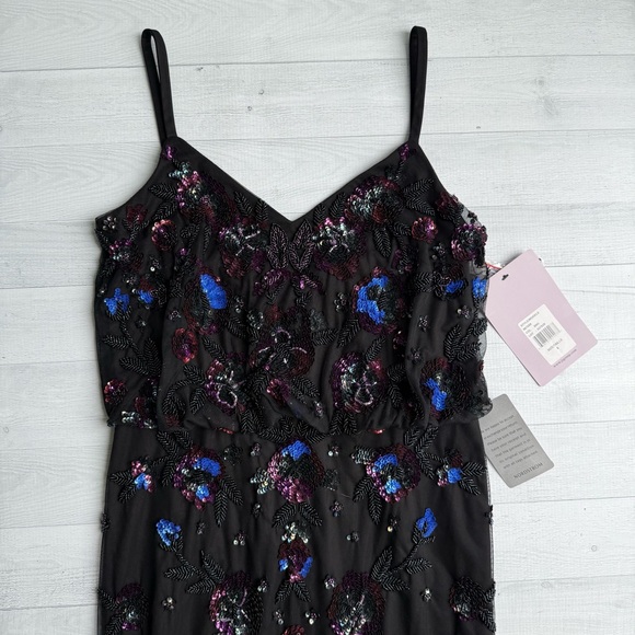 NWT NORDSTROM JS COLLECTIONS Beaded Blouson Gown Black Size 6 - Picture 6 of 13